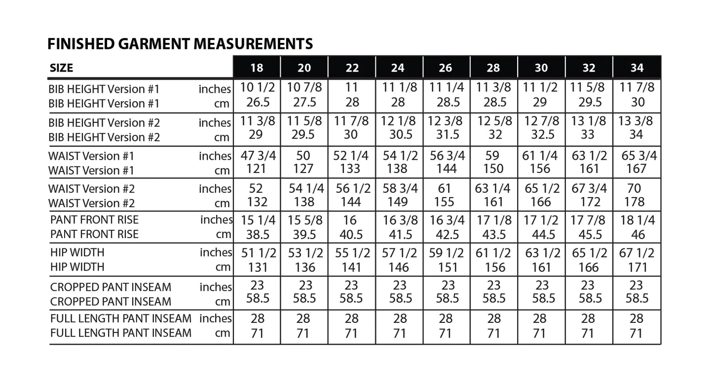 Burnside Bibs (sizes 18 - 34)