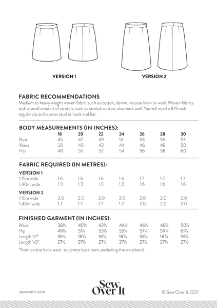 Ava Skirt (sizes 18 - 30)