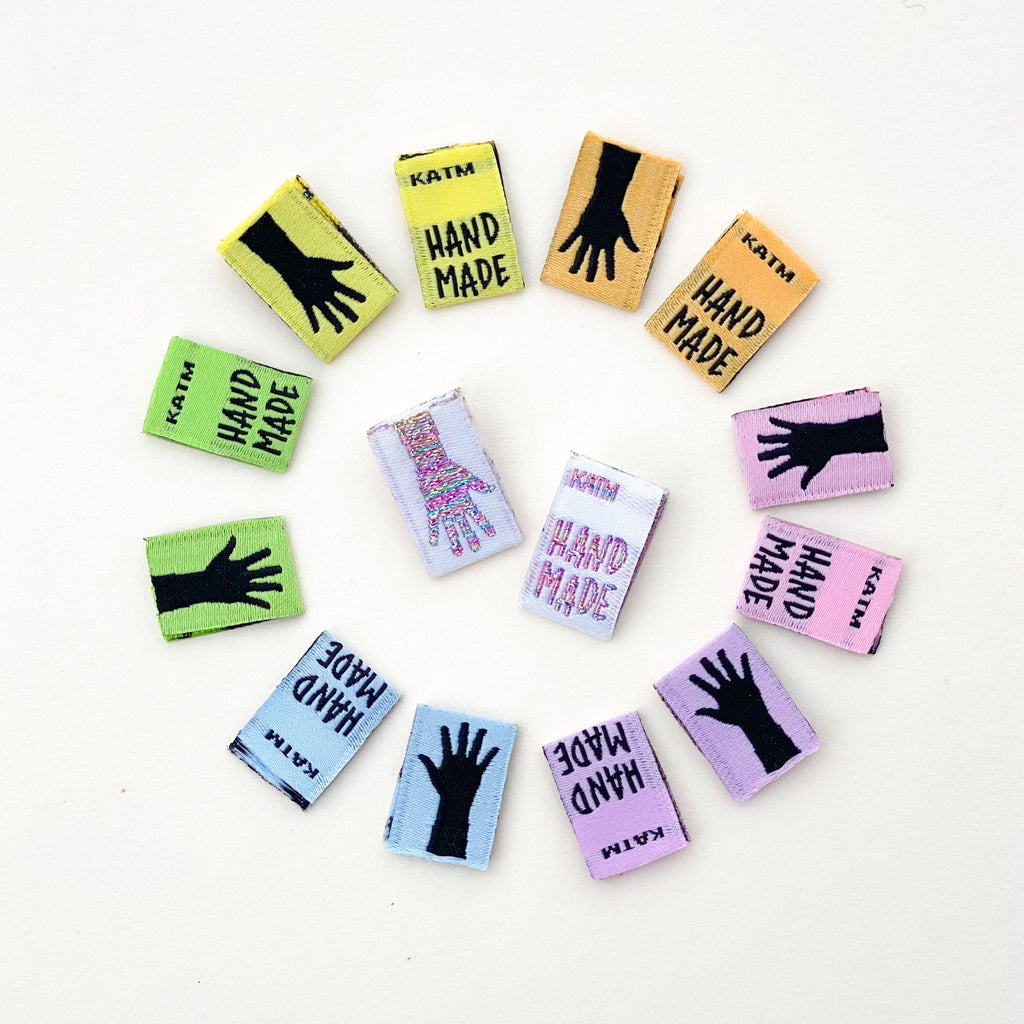 Rainbow Mini Hands woven labels 14 pack
