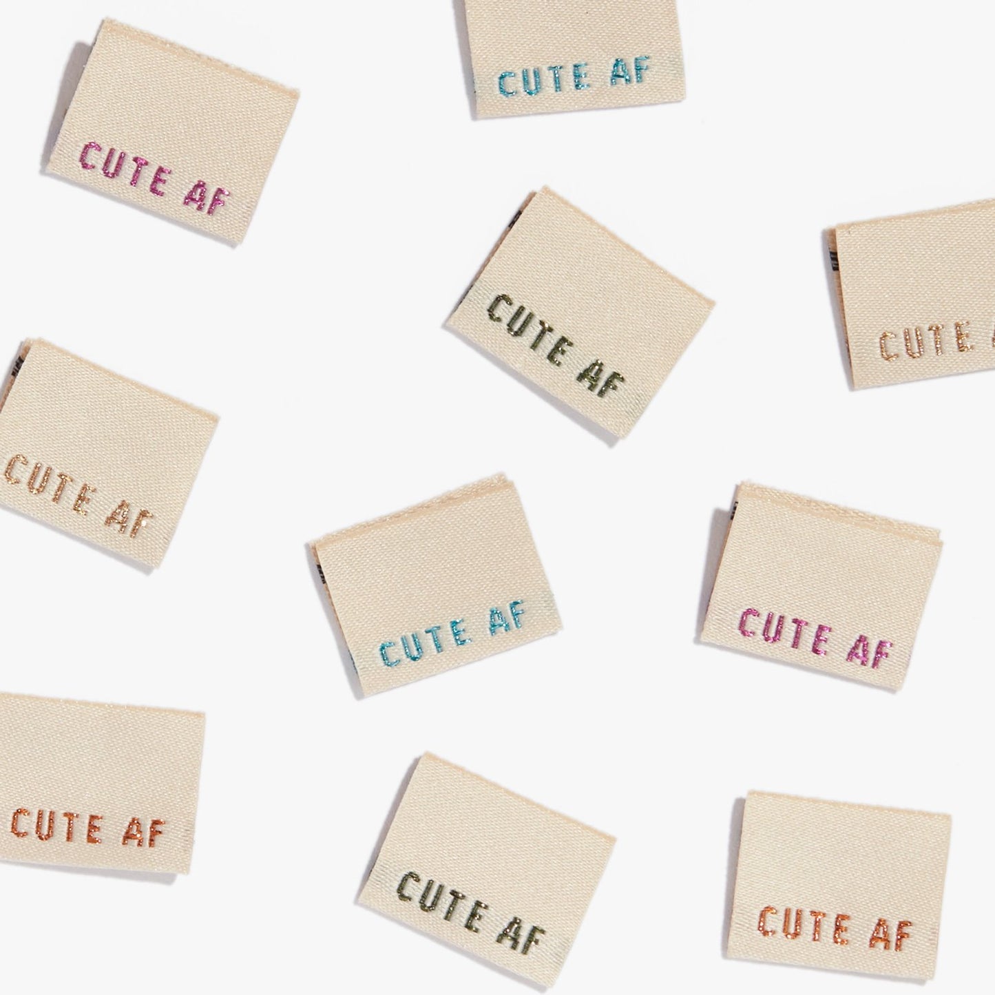 'CUTE AF' woven labels 10 pack