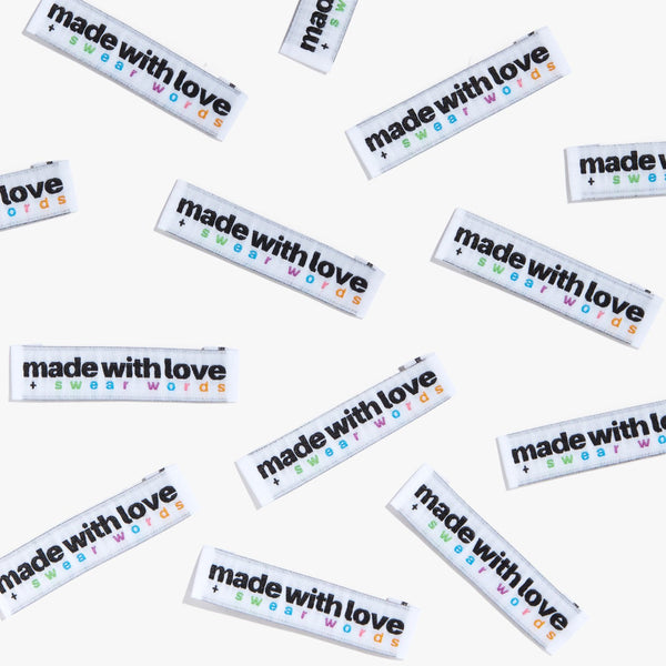 'Made With Love And Swear Words' woven labels 10 pack